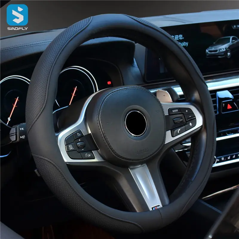 leather car steering wheel cover 38cm pu steering wheel covers