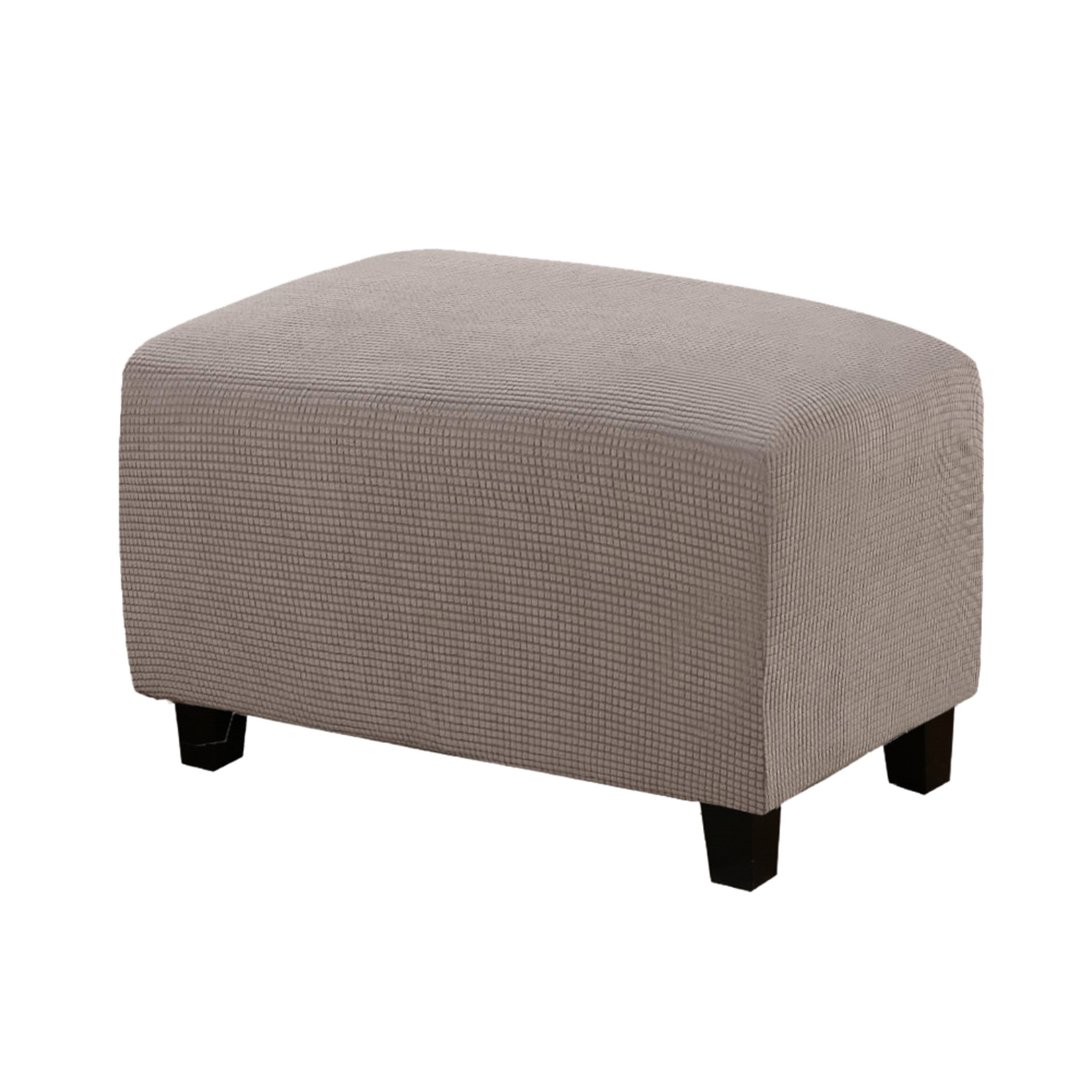 Elastic Knitted Jacquard Polyester&Spandex Square Ottoman Storage Bech Chair Stool Covers Brown