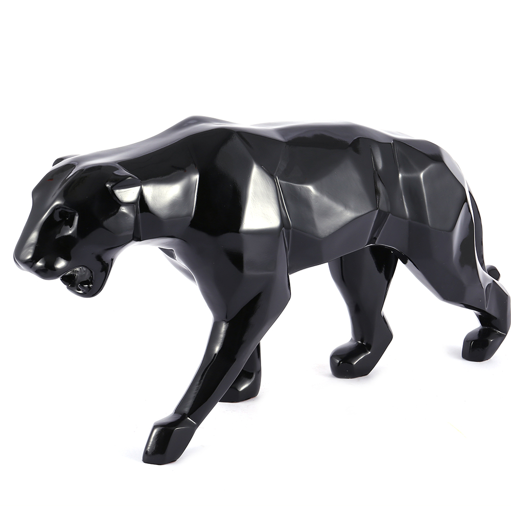 Resin Animal Statue Geometric Black Cheetah Black Panther Statue Leopard Sculptures