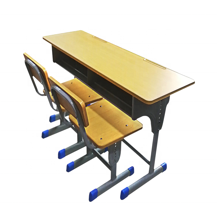 2021 New design children desk and chair set/wood double school bench and desk