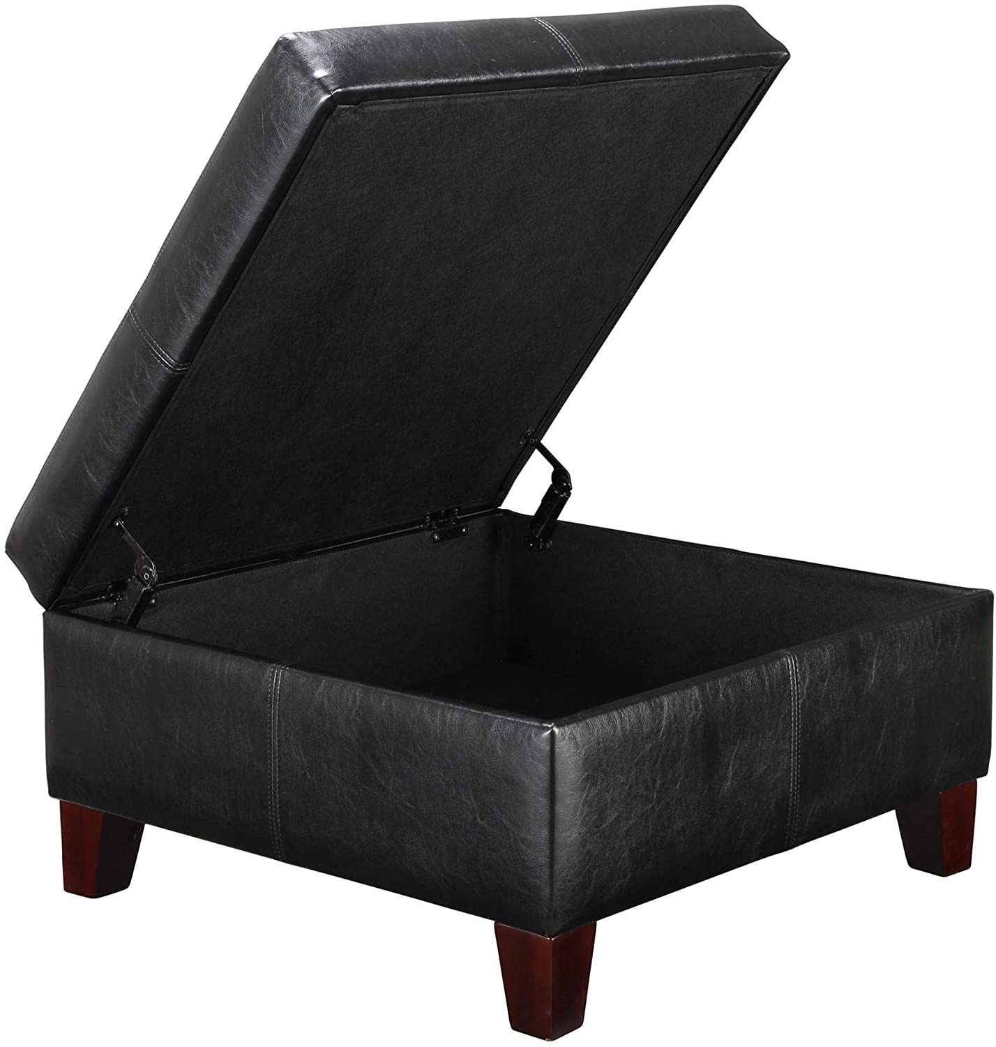 Foldable Faux Leather Pouffe Box Stool Footrest for Living Room Padded Seat Square Foot Stool Folding ottoman