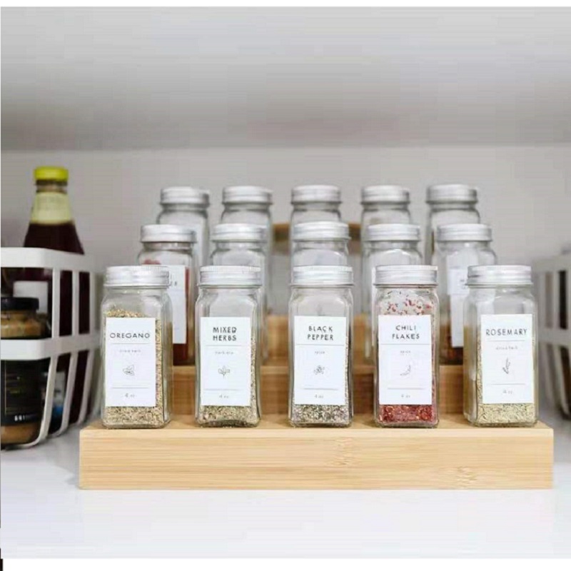 Glass Spice Jars Bottles 4oz Empty Square Spice Containers with Shaker Lids and Airtight Metal