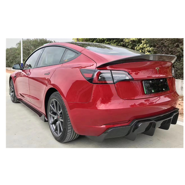 Используется для Tesla модель 3 V Стиль углеродного волокна тела комплект передний задний бампер задний спойлер