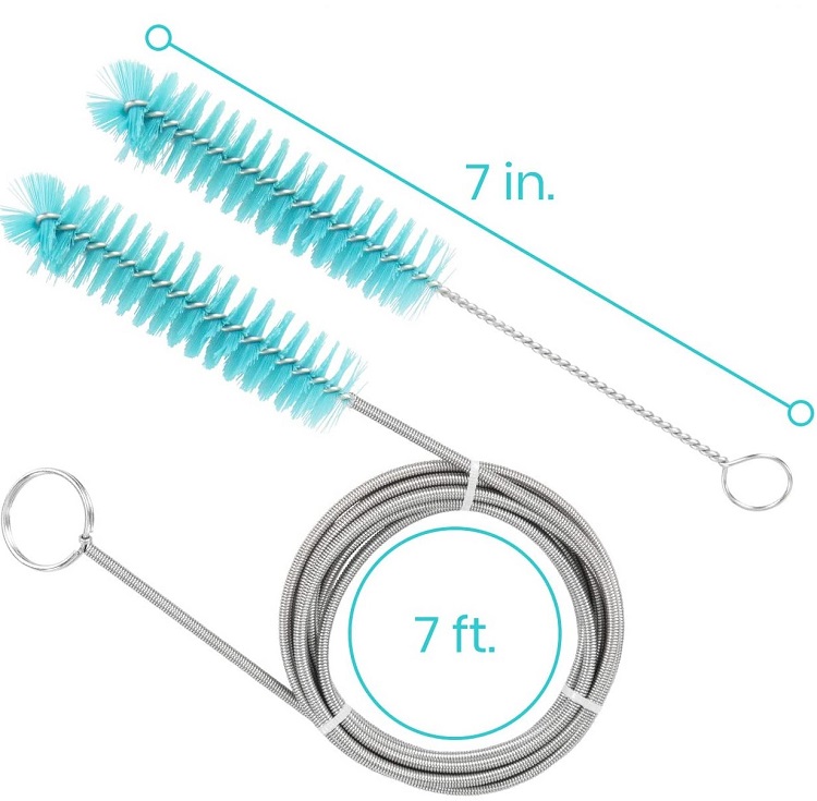Customizable CPAP Mask Cleaner Kit Industrial Grade Stainless Steel Tube Cleaning Brush Long Nylon Bristle Plastic OEM Support