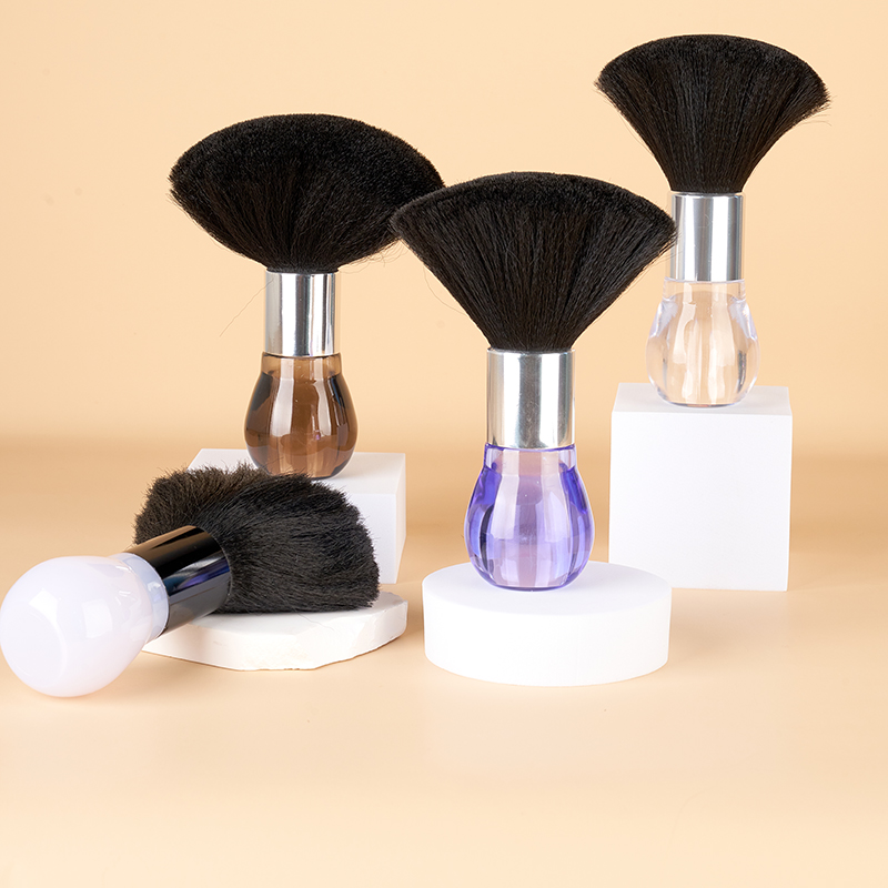 Good Quality Crystal Handle Fiber Barber Neck Duster Hair Brush Face Cleaning Brush For Salon Hairdressing Styling Tools