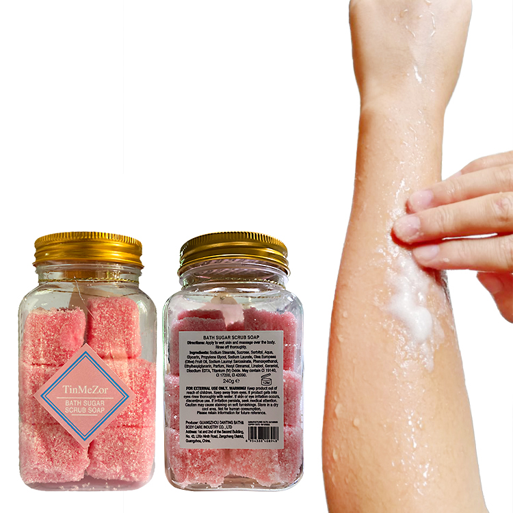 240G firming and whitening natural exfoliator body sugar scrub soap