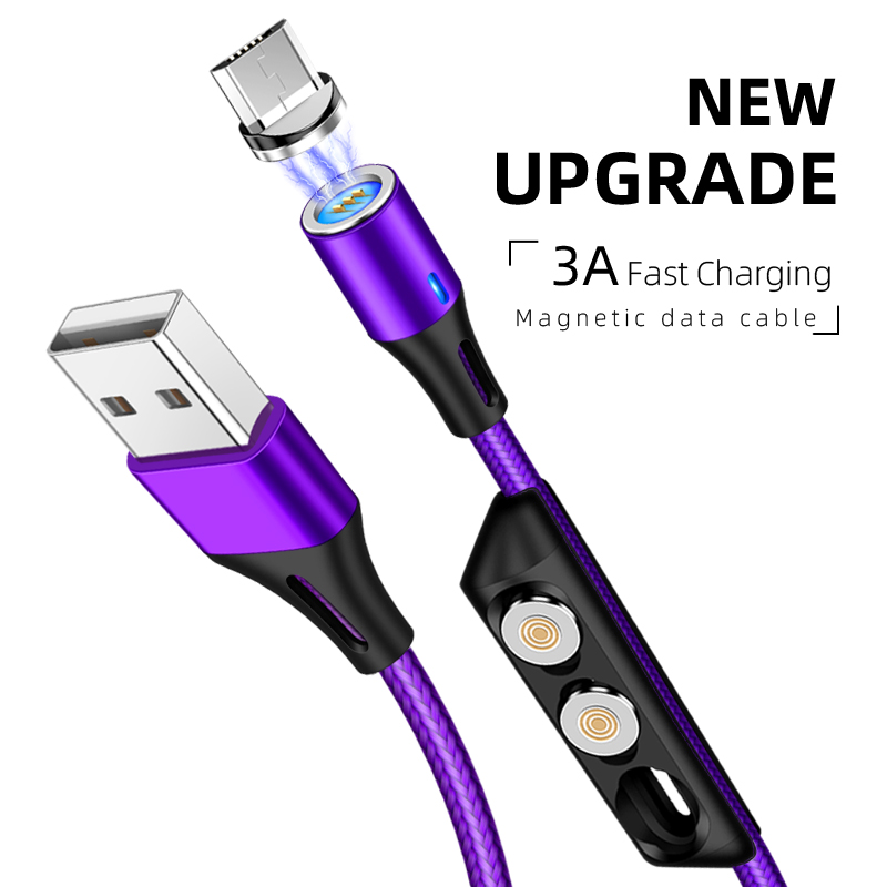 Магнитный зарядный кабель 3 А со светодиодным индикатором, кабель Micro usb Type-C для мобильного телефона, магнитное зарядное устройство для планшета Android, кабель 3 в 1