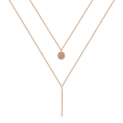 925 Sterling Silver Double layer Necklace Round Shiny Full Zircon Long pendant Necklaces Gift For Girl Fine Accessories