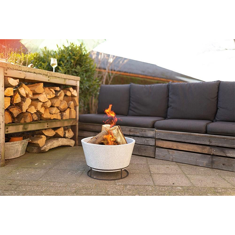 High capacity outdoor wood burning big deep cement stone bowl fire pit