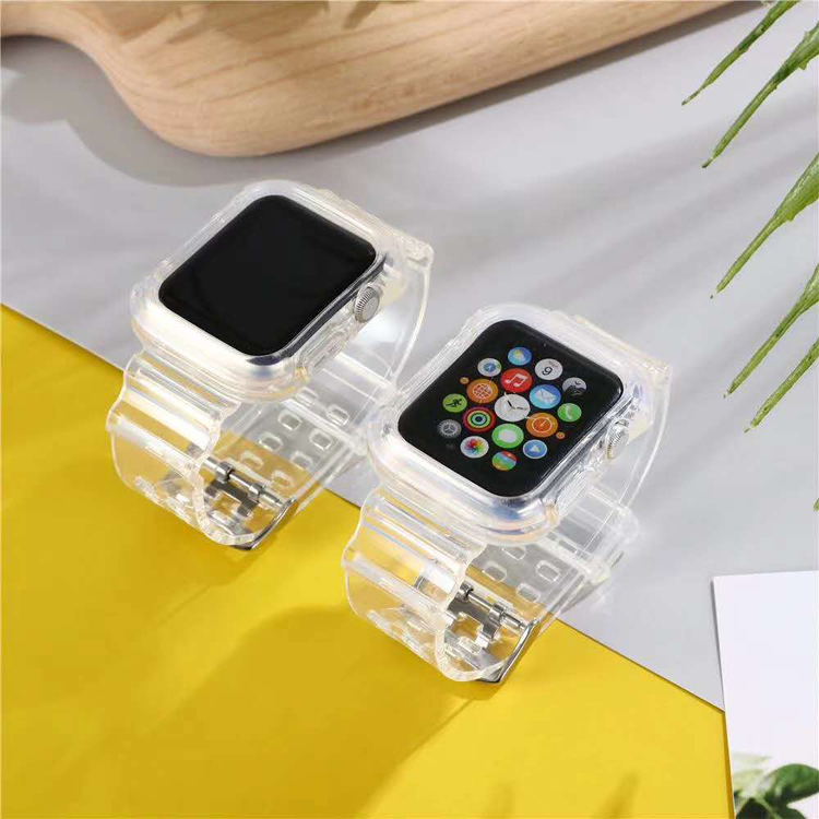 Новинка 2020, распродажа, ремешок для часов Apple Watch, прозрачные ремешки для часов на весь корпус, модный силиконовый резиновый ремешок для смарт-часов из ТПУ