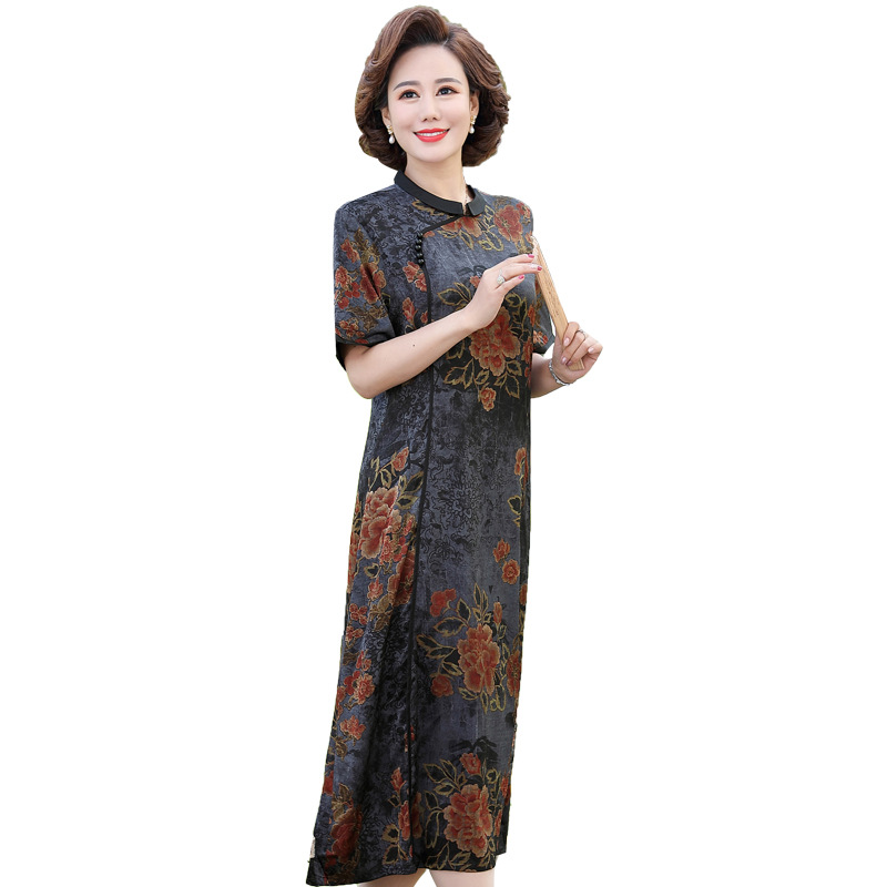 Китайское традиционное летнее платье Qipao с коротким рукавом, элегантное ретро платье Qipao с цветочным принтом и застежкой