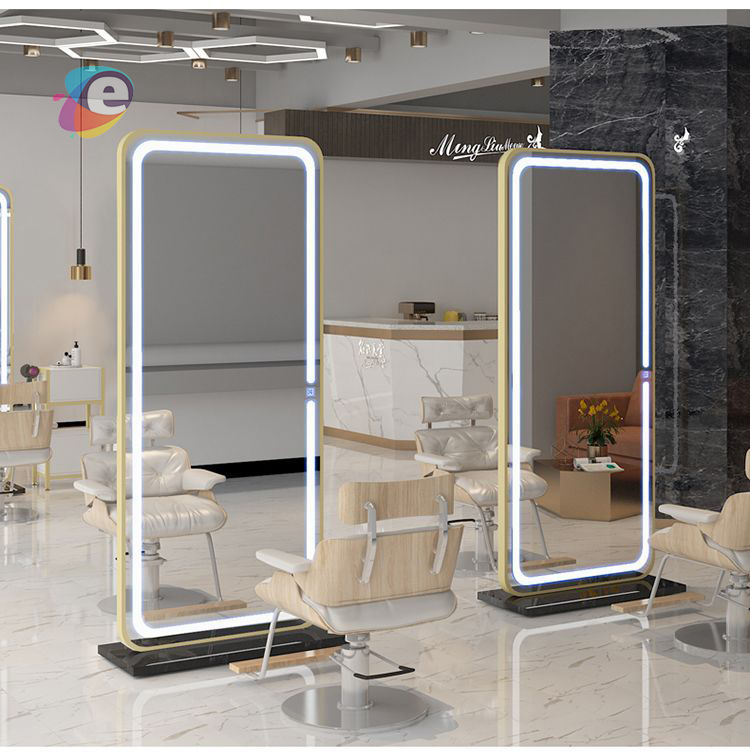 Customized fashionable salon mirror ideas for shop showcase with double sided mirrors