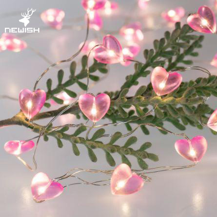 2021 Valentine gifts for lover heart shaped warm copper wire led string light valentine day decorations