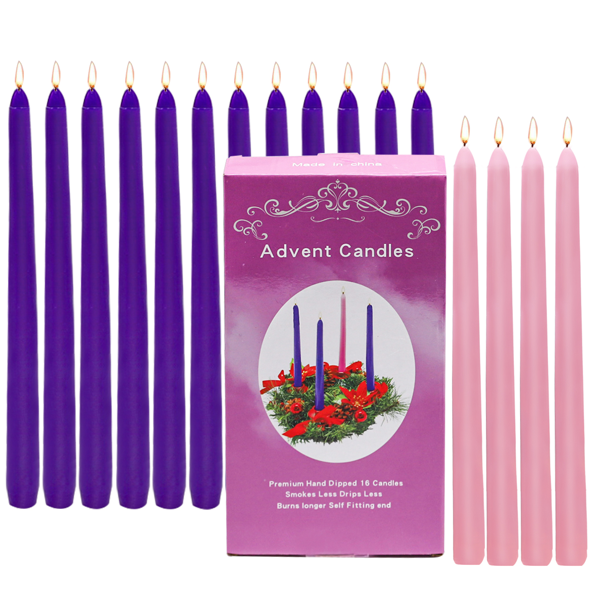 1.76Oz Amazon Wholesale Purple Smokeless Natural Paraffin Wax Unscented Taper Candles ,Birthday Dinner Dancing Parties Decor