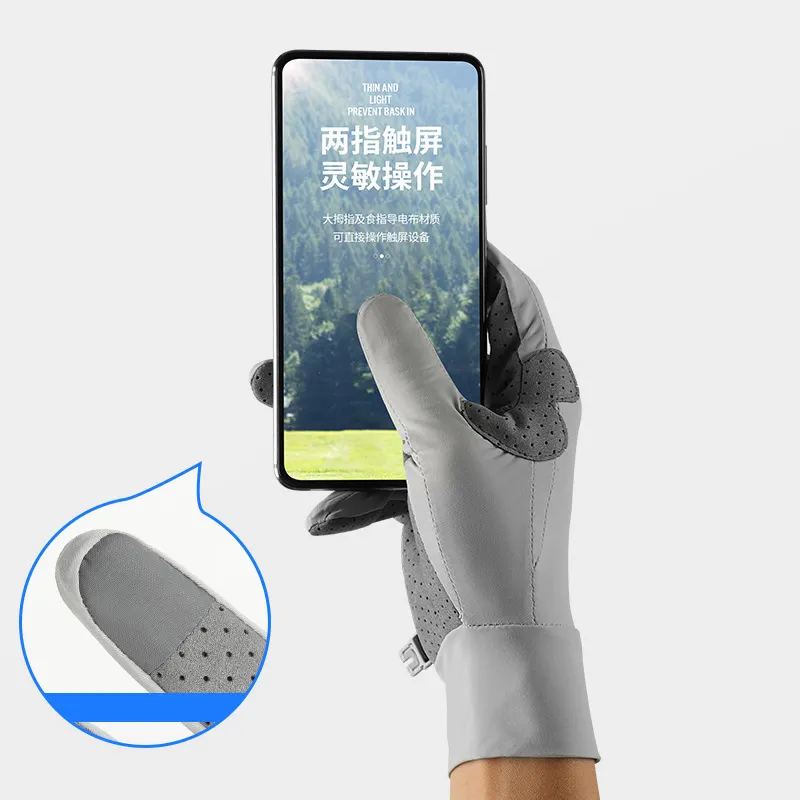 Cycling anti-skid gloves touch screen summer sunscreen fishing golf sports sweat absorption breathable ice silk thin gloves