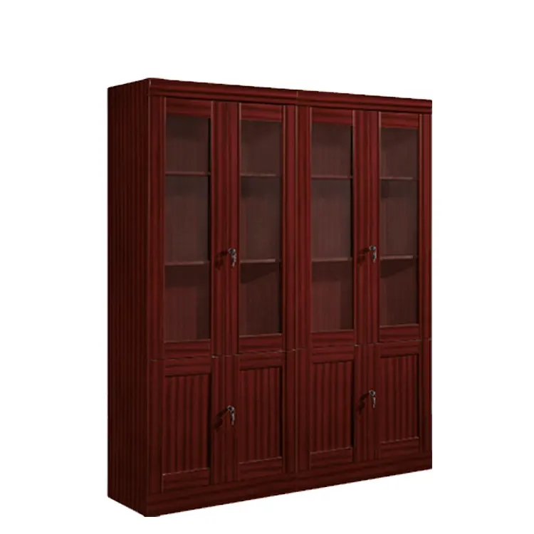 Ekintop antique wooden home office furniture bookcase book mdf design filing storage cabinet with glass door