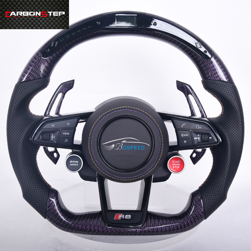 Подходит для Audi A3 A4 B9 A5 RS3 RS4 RS5 S3 S3 S4 S5 новый модернизированный TT R8 RS5 RS6 RS7 из натурального углеродного волокна светодиодный руль