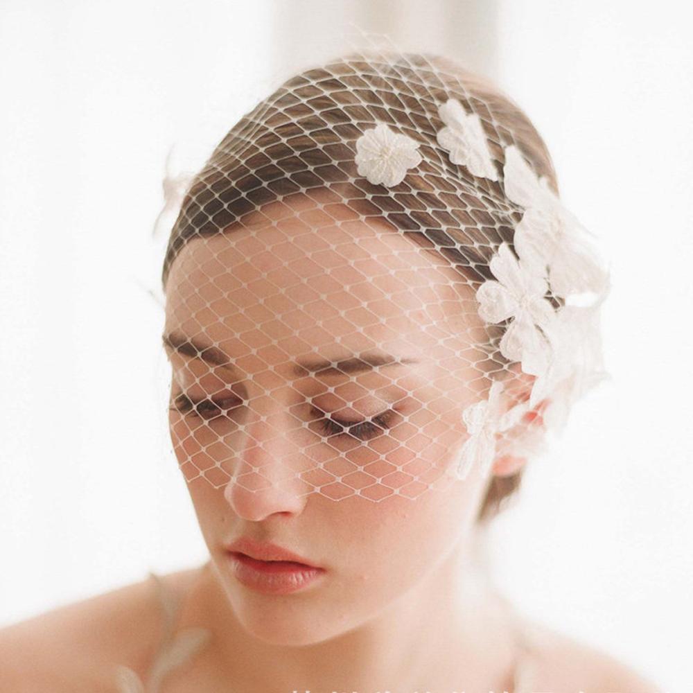2021 Cheap White Wedding Bridal Birdcage Women Face Veil Fascinator With Hair Comb Clips