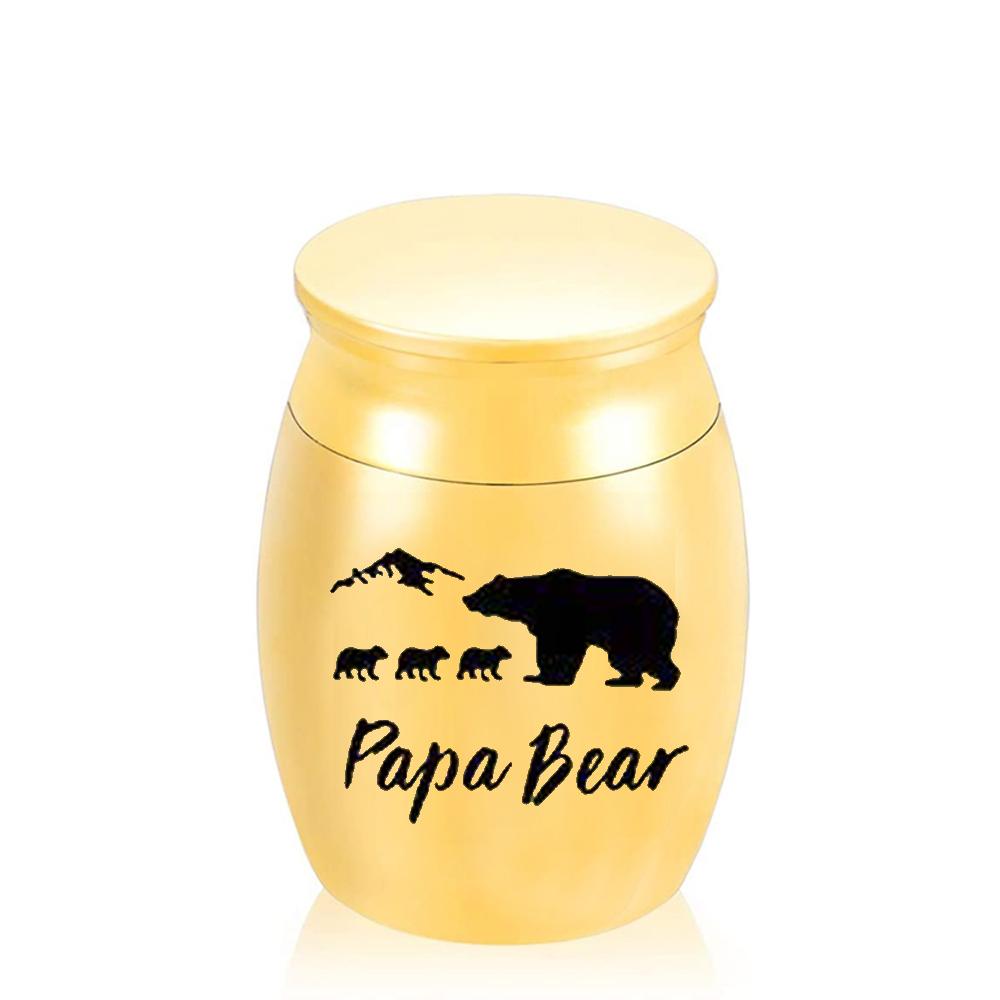 Wholesale Funeral Keepsake Human Ashes Cremation Mini Urns Jewelry Custom Mama Bear Stainless Steel Adult Cremation Urns Jewelry