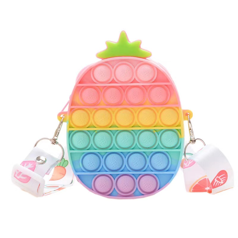 Silicone Crossbody Shoulder Bag Push Pop Fidget Toys With Cute Look Squeeze Sensory Popper Mini Coin Purse For Girls