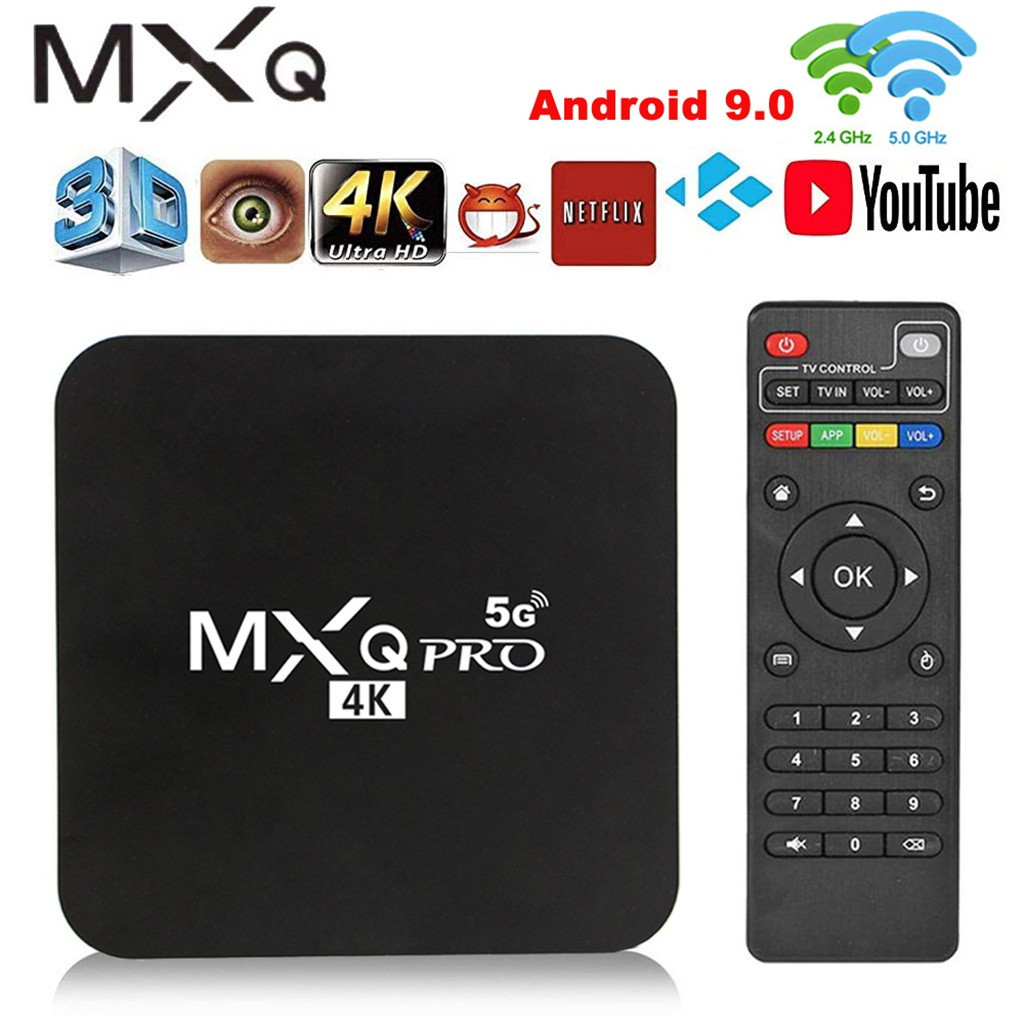 Android tv box MX Q pro 4k 5G Smart HD Smart Декодер каналов кабельного телевидения ТВ приемника iptv декодер каналов кабельного телевидения компьютерной приставки к телевизору daul Wi-Fi Android 9,0