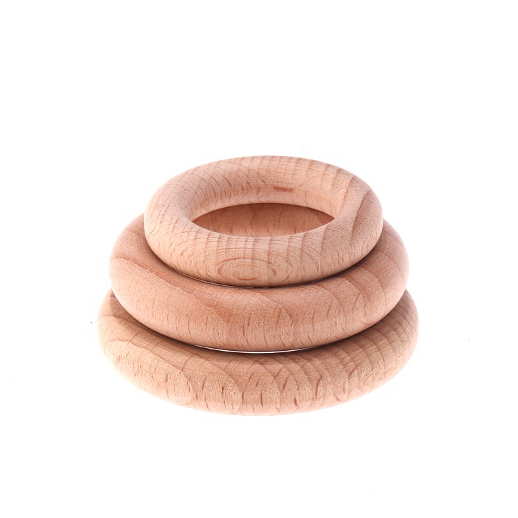 Newborn baby teething ring food grade wooden teething ring personalised size beech wood teething ring