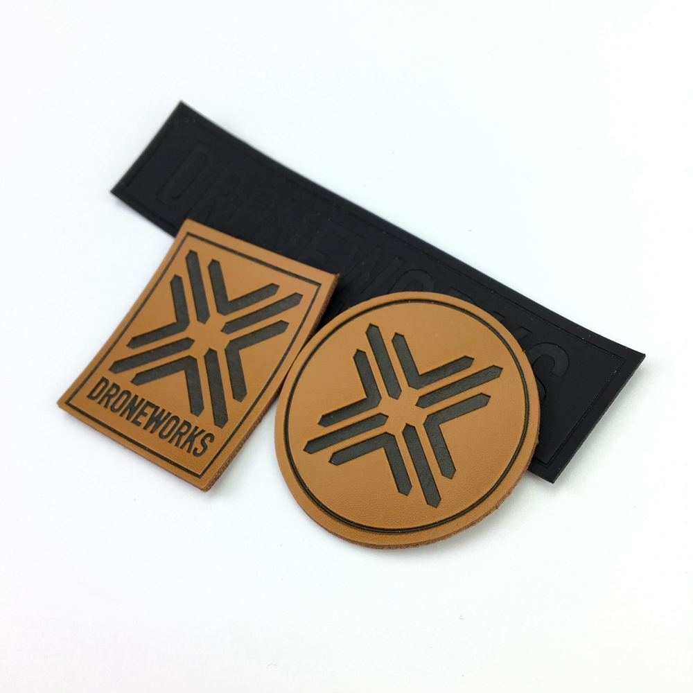 Wholesale custom engraving logo brown patches leather label logo for shirt