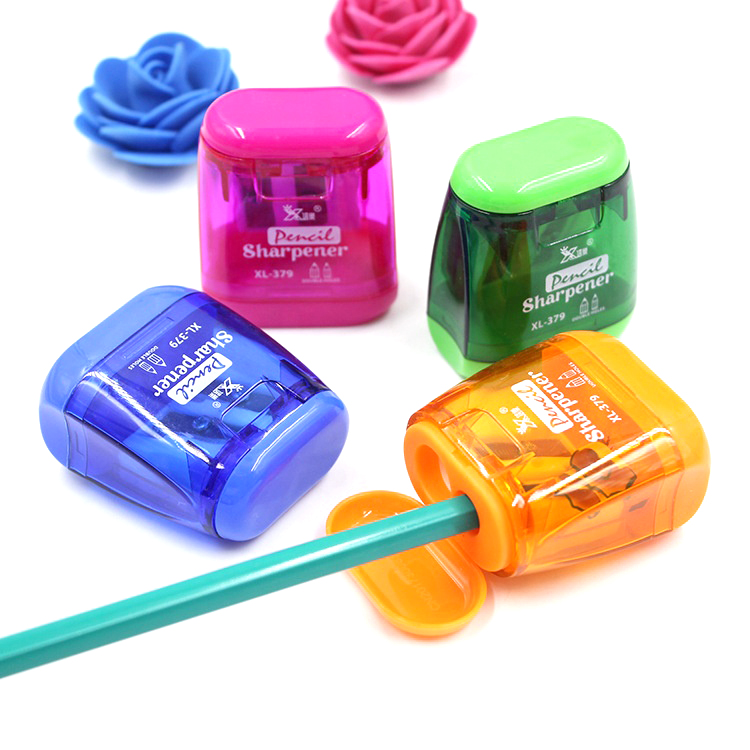 Manual Colorful Compact Dual Holes Lid Portable School Office Sharpener Flip Top Pencil Sharpener