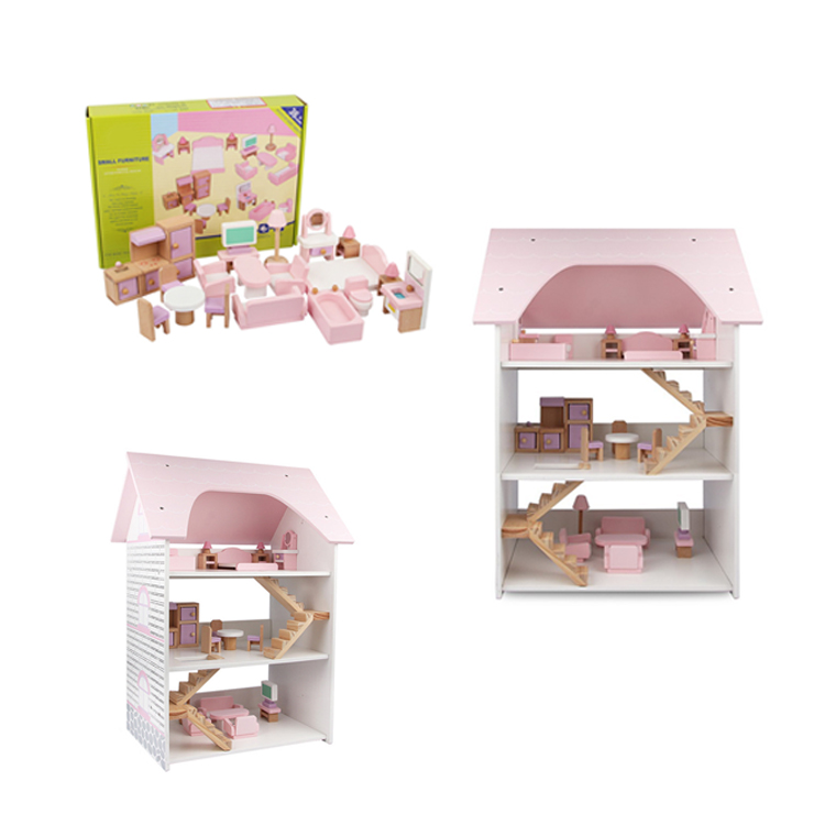 Yohi Dollhouse Miniature with Furniture DIY Wooden Dollhouse Kit Plus Dust Proof and Music Movement Gabby'S Doll House Pvc
