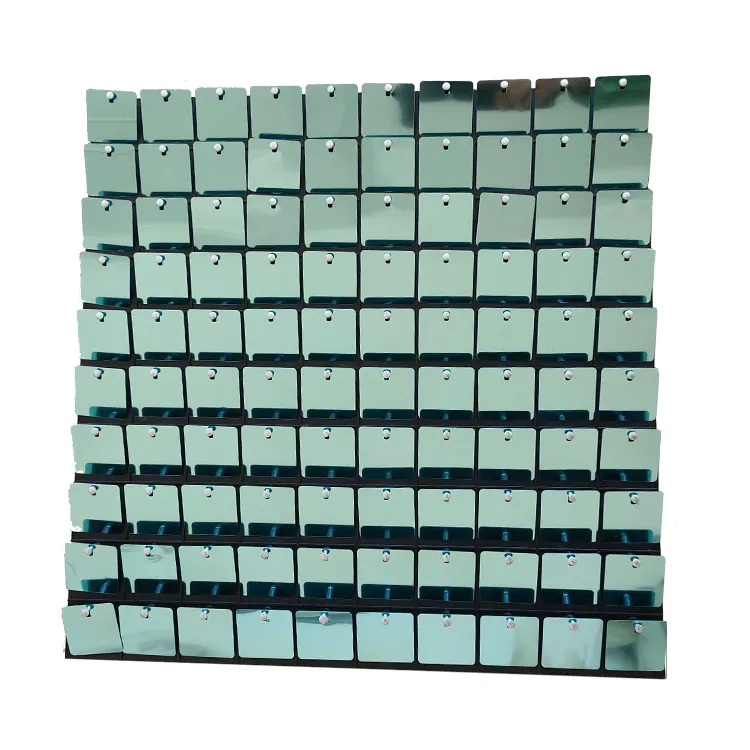 Wedding party decoration materials light green square sequin panels boards for wall