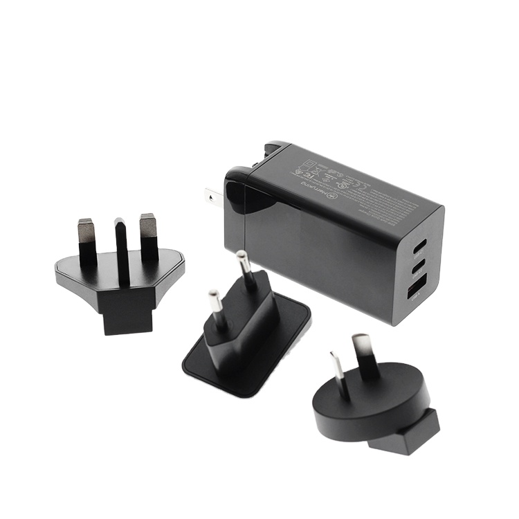 Сетевое зарядное устройство QC3.0 + Type C с 3 USB-портами, 5 В, 9 В, 12 В, 20 в, 65 Вт, сетевое быстрое зарядное устройство GaN PD с UL, FCC, CE, RoHS
