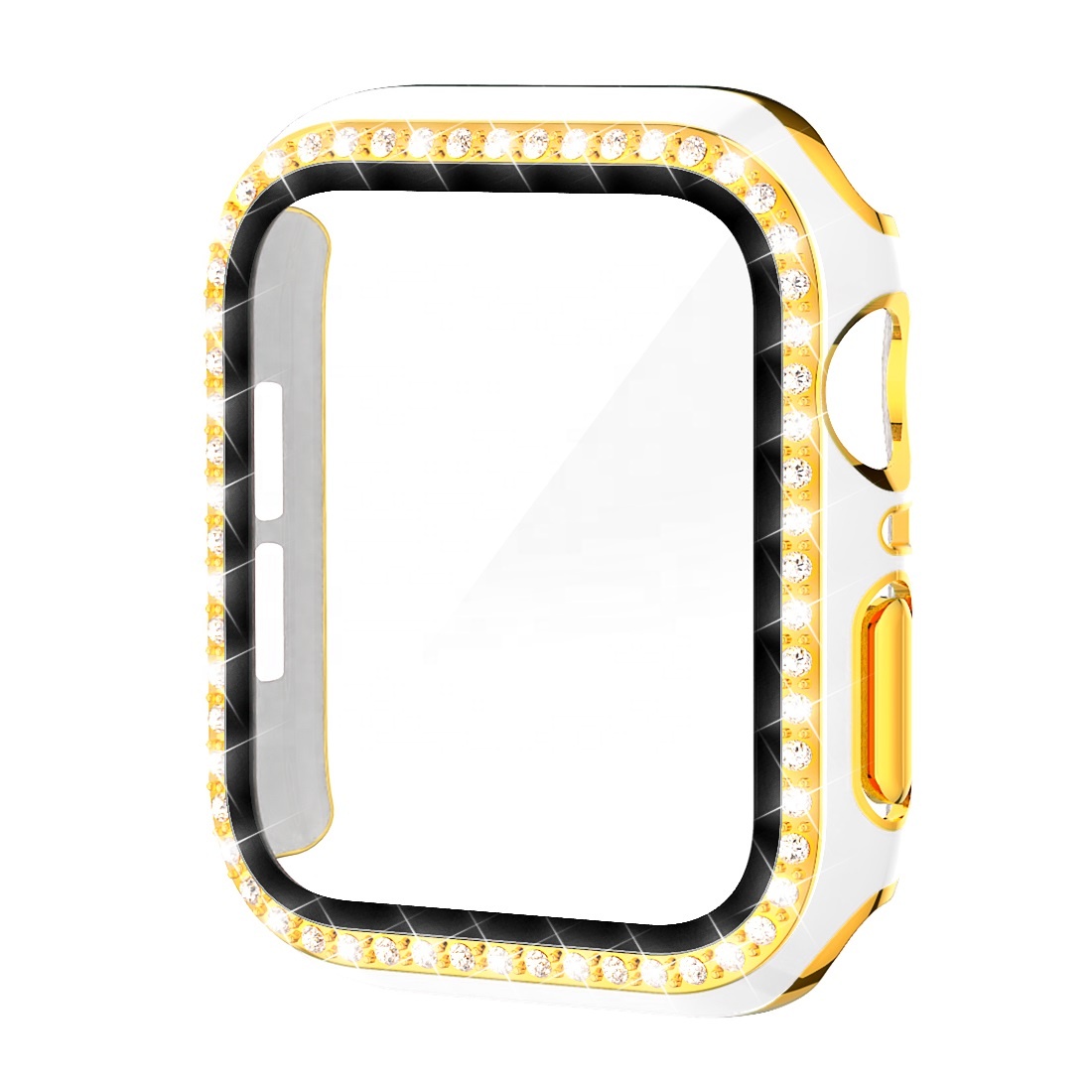 Tempered Glass Watch Case & Film for Iwatch 6D PC Carving Case+Diamond+ Screen Protector for Apple iWatch 42mm 44mm 40mm 38mm