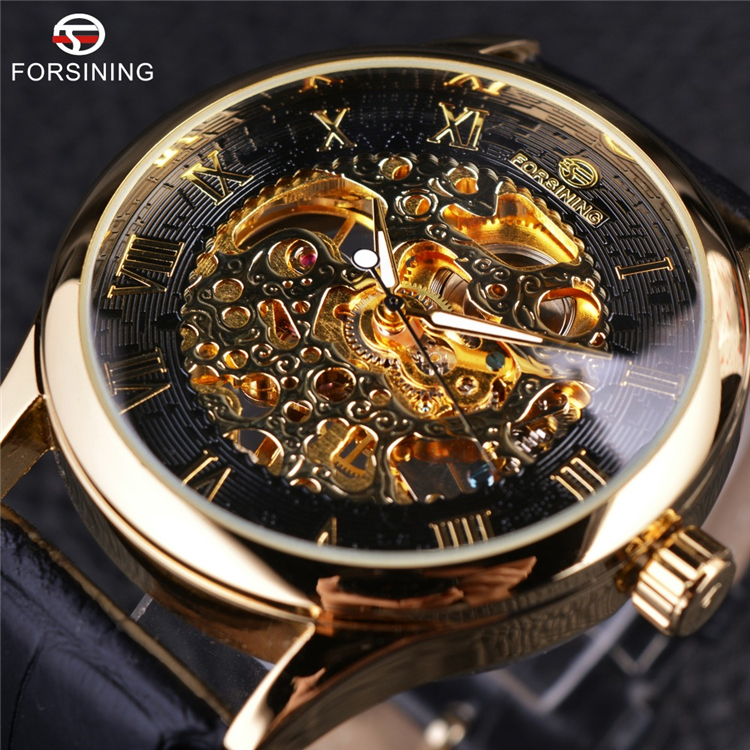 Часы наручные FORSINING GMT923 Мужские механические, роскошные брендовые деловые, с ремешком