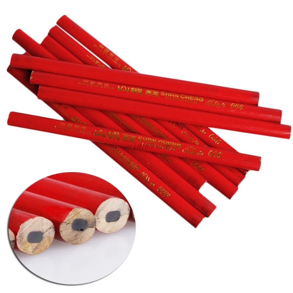 10 Pcs high quality Carpenters Pencils Black Lead For DIY Builders Joiners Woodworking New 10x 175mm