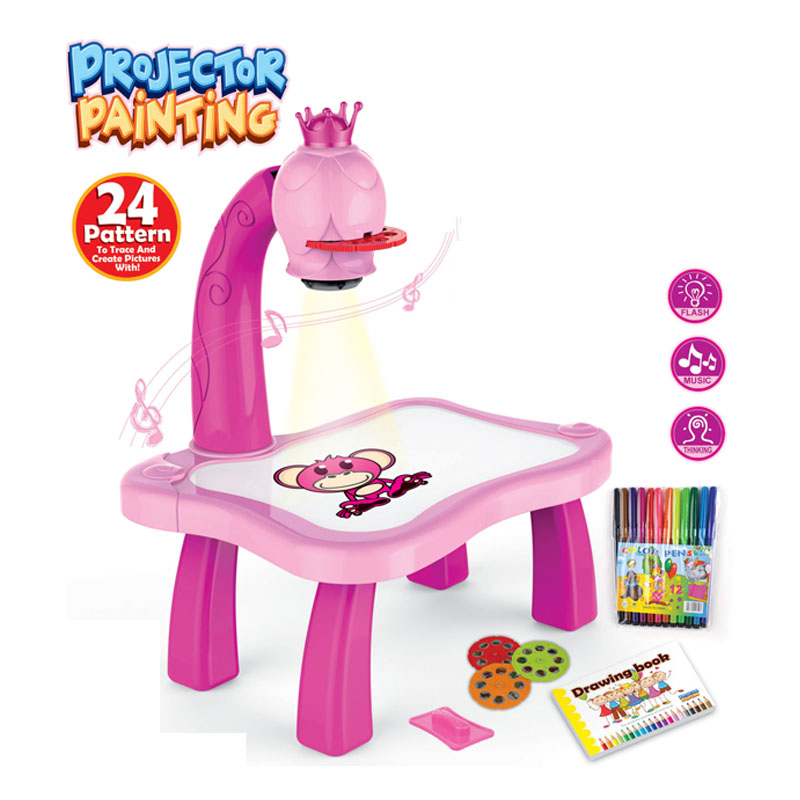 Amazon Hot Selling Kids Educational Toy Painting Projector Drawing Machine With Drawing Book And Pen