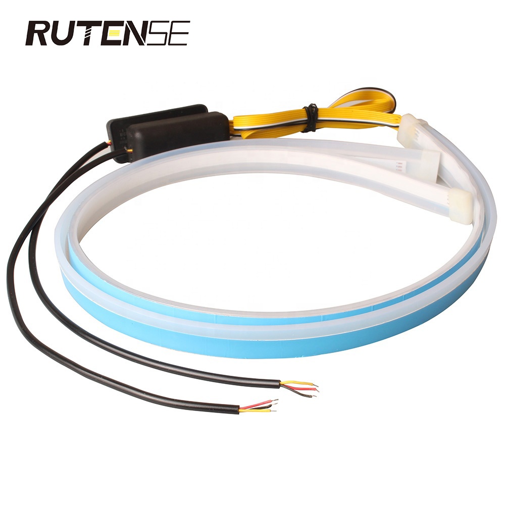 Rutense 2 шт. 30/45/60 см белый Янтарный автомобилей Гибкие светодиодные фары полосы светодиодные дневные ходовые огни двери автомобиля светодиодный проектор