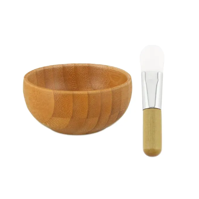 Eco Friendly Cute Design Organic Reusable Mini Beauty Spa Mask Bamboo Bowl With Brush