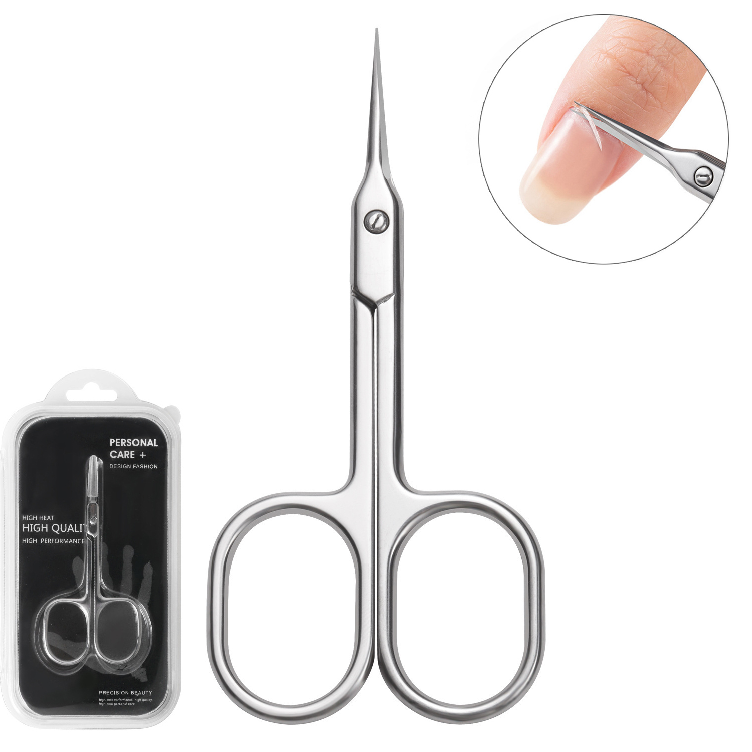 Cuticle Scissors Extra Fine Curved Blade Super Slim Russian Manicure Scissors for Cuticles Professional Small Scissors