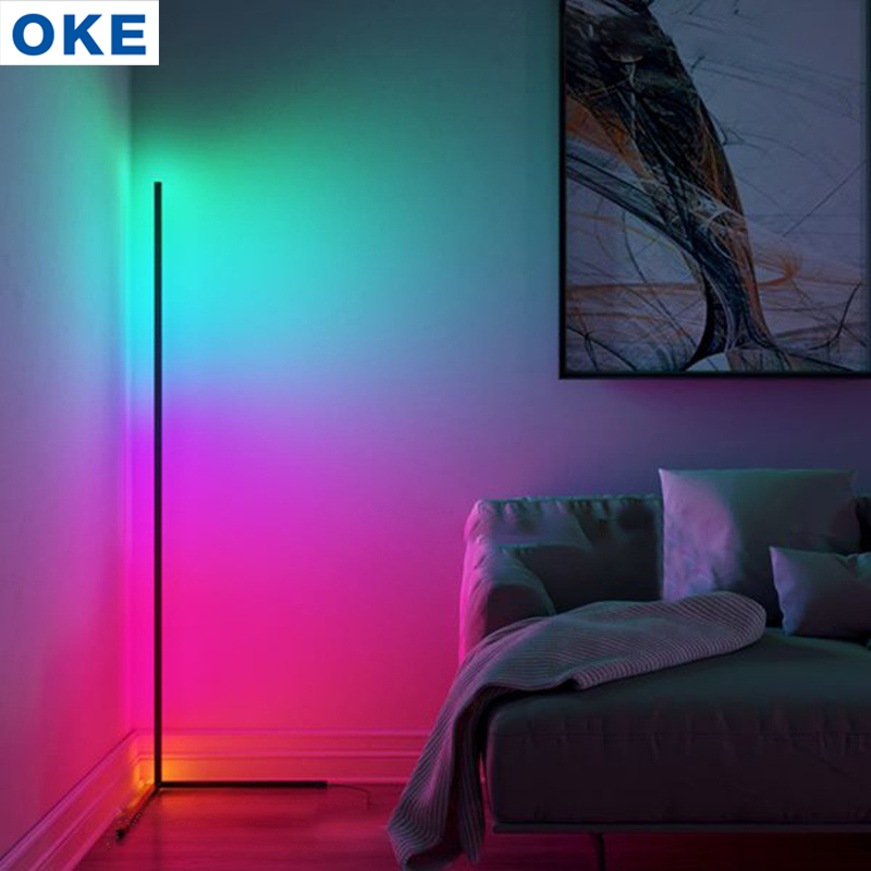 Ready to ship Remote control alone or mobile remote control LED corner floor lamp for indoor decoration