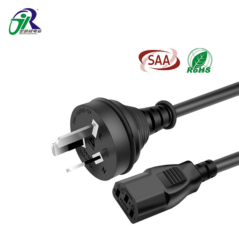 JKR Австралия электрический кабель Au SAA одобрении H03VV-F 2*0.75mm2 разъем для подключения наушников для 3-контактный Мужской разъем к женскому SAA шнур питания