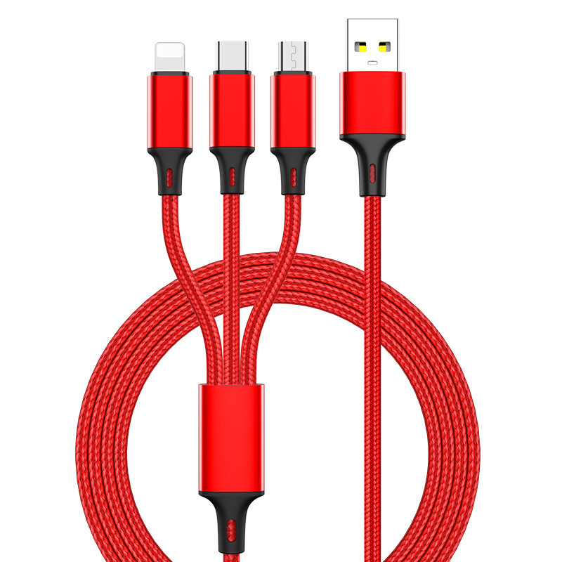 Wholesale Nylon Braided 3 in1 Micro usb fast charging data cable for Android Phone Type C