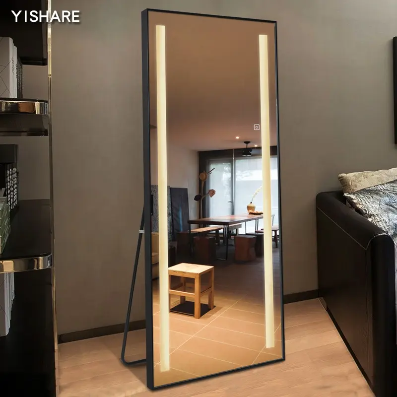 Yishare Factory Direct Frame Beauty Salon Mirror Decoration Full Mirror Light Wall Mounted Illuminated Smart Led Dressing Mirror