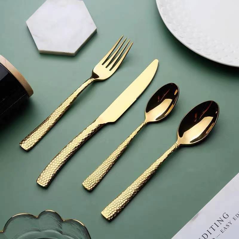 Nordic ins wind stainless steel thickened steak knife, fork and spoon set four-piece western-style hotel kitchen special