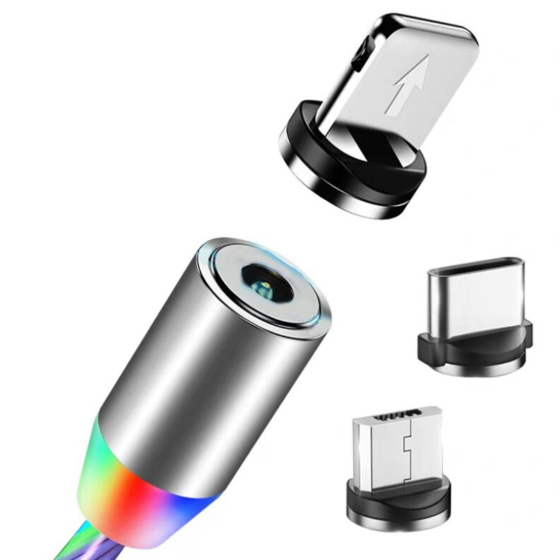 LED течет свет 3in1 1 м СВЕТОДИОДНЫЙ Магнитный зарядный кабель usb для iphone Тип c micro usb led Магнитный зарядный кабель usb