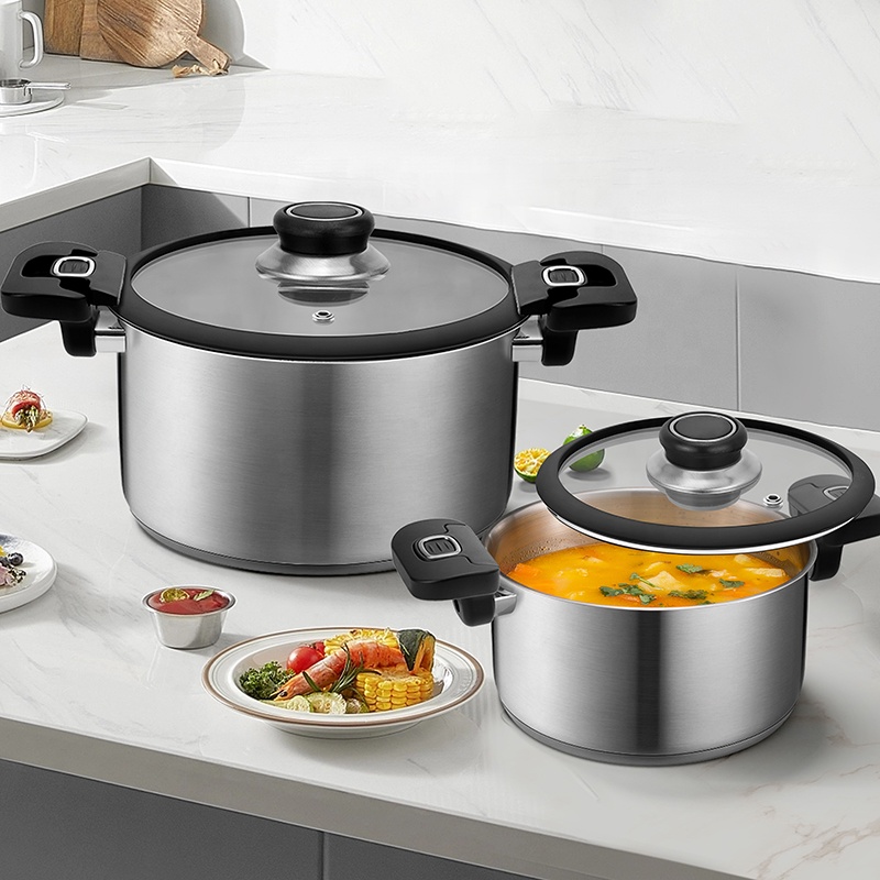 High Quality Metal Stew Soup & Stock Pots With Lid Lock Stainless Steel Low Pressure Cooker