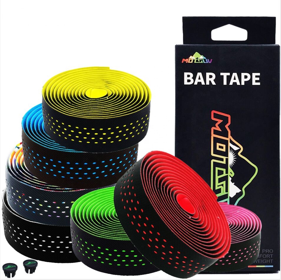 2021 Soft Road Bike Bicycle Handlebar Cork EVA PU Bar Tape Professional Cycling Damping Anti-Vibration Wrap With 2 Bar Plug