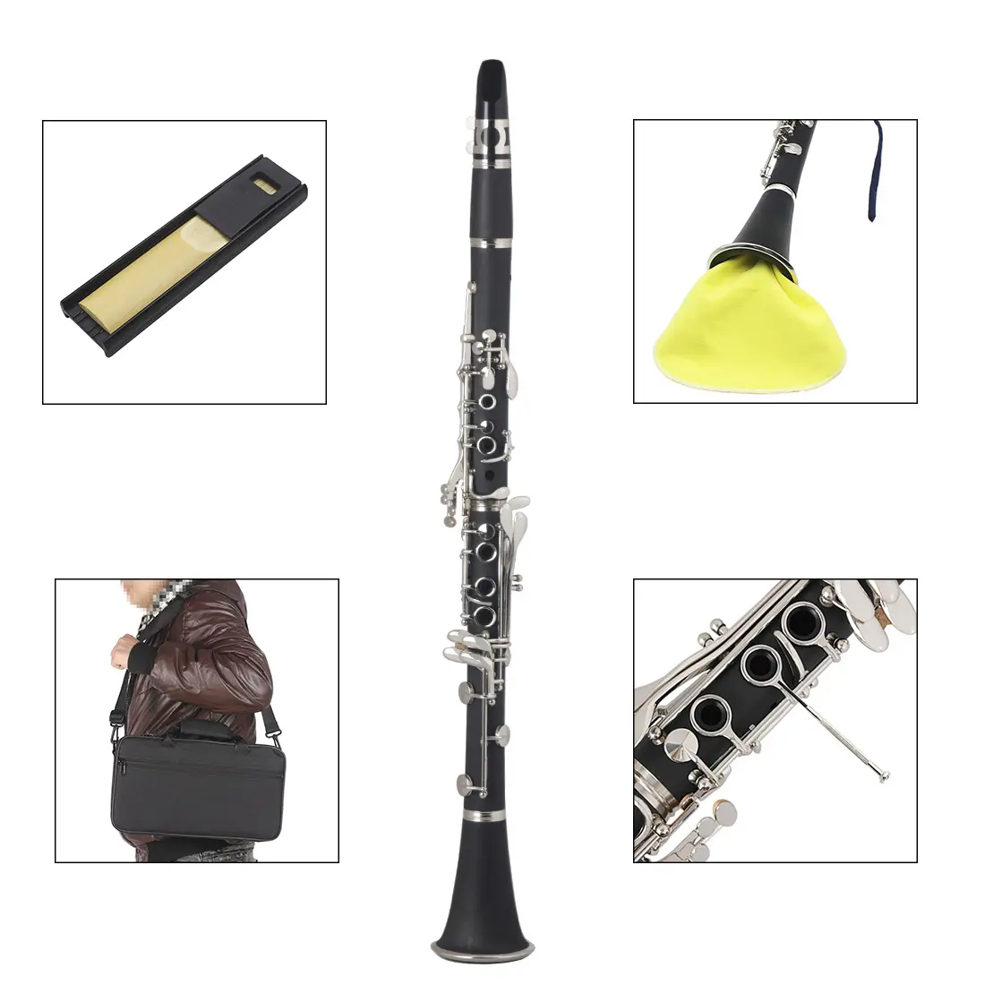 Factory Wholesale 17-key Silver-plated BB-tone Clarinet Professional Teaching Playing Clarinet