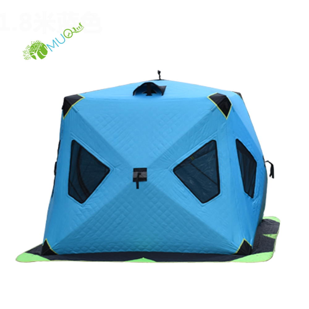 YumuQ 5.9' 200G Thicken Quilted Ice Cube Winter Fishing Tent, 2 Person Wind-Resistant Insulated Ice Fishing Shelter For Outdoor