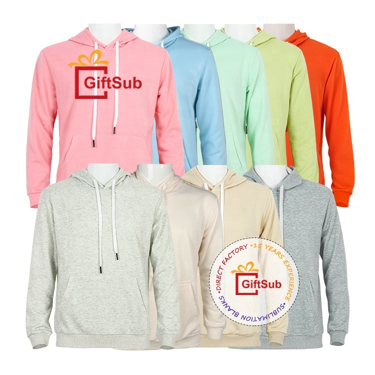 High Quality Light Weight Blank Pullover Sweatshirts Unisex Custom Logo 100% Polyester Hoodie for Sublimation Print