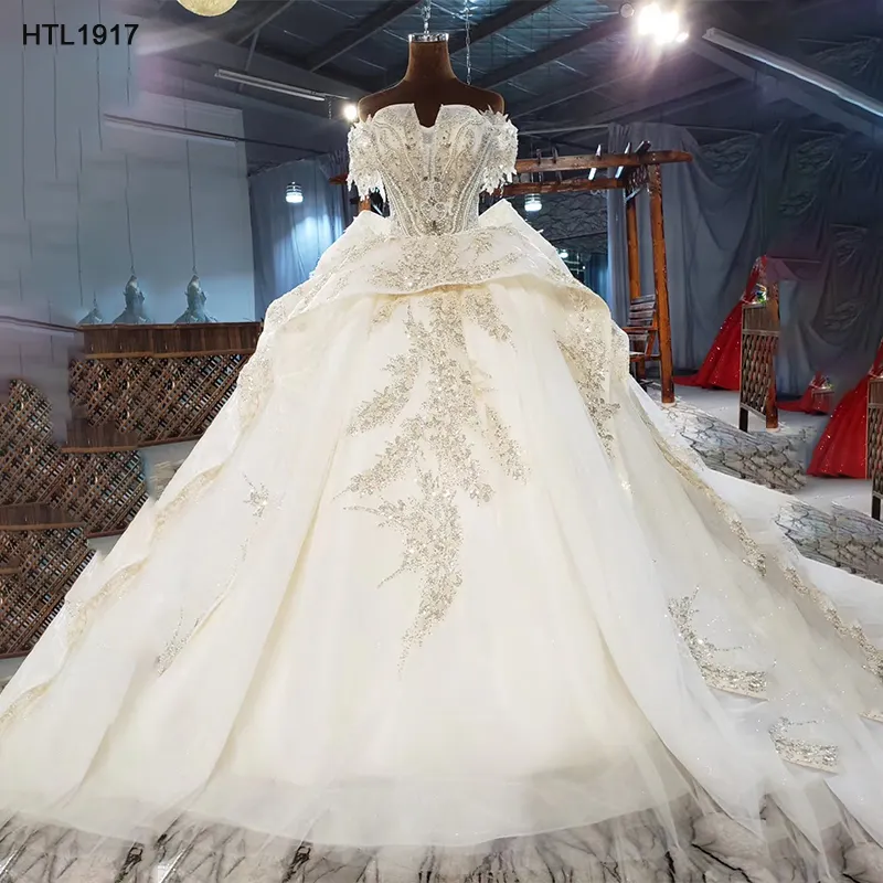 Jancember HTL1917 Fluffy Crystal Beaded Diamond Wedding Dresses Bridal Gowns High-end Designer Bridal Dress